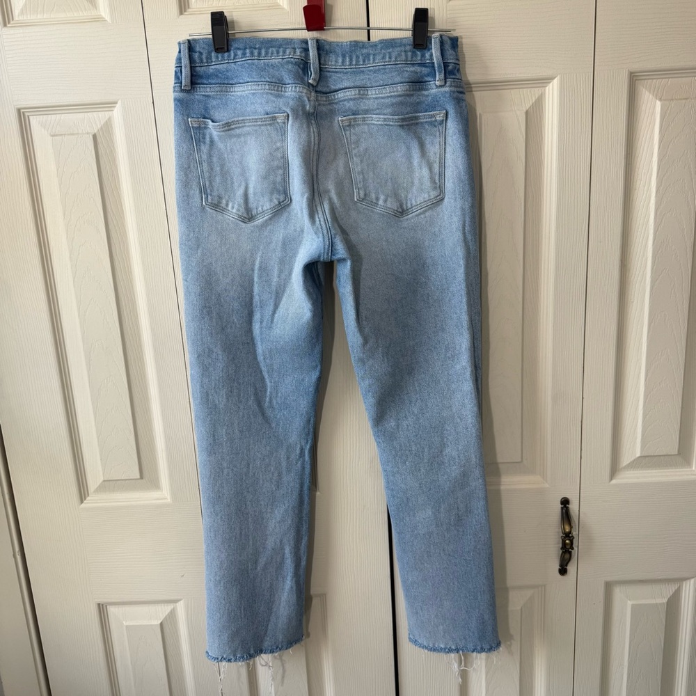 Frame Le High Straight Jean Light Wash Raw Hem Womens Size 28 - Picture 8 of 12